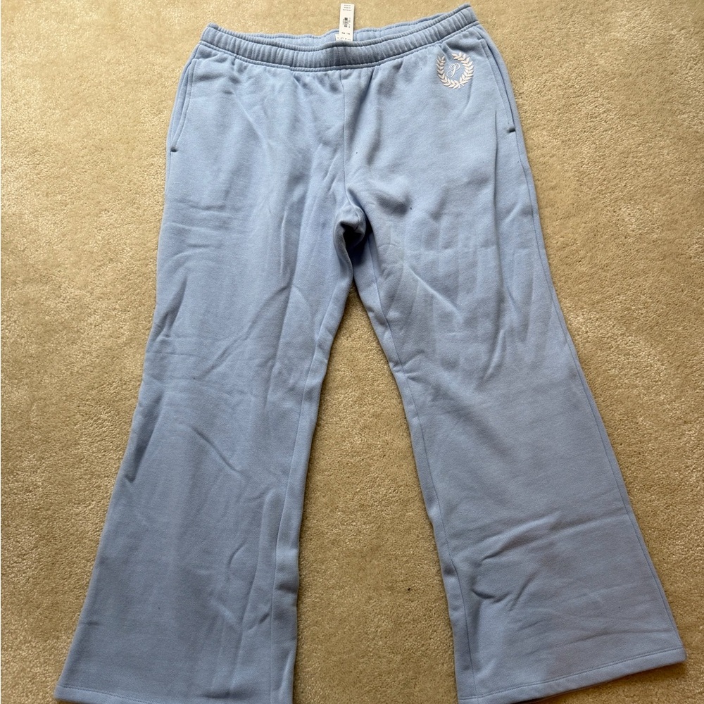 Light Blue Fleece Wide Leg Sweatpants